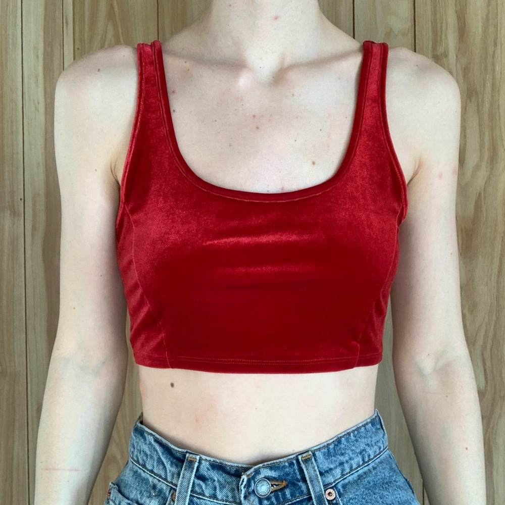 Red Velvet Cropped Tank Top